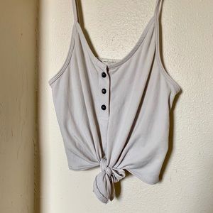 Urban Outfitters Tie Front Button Up Crop Tank